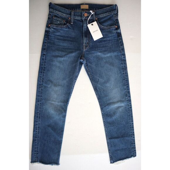 Mother 10644-1422 WMN Sz 25 Blue The Mid Rise Rider Ankle Fray Denim Jeans - Picture 1 of 15